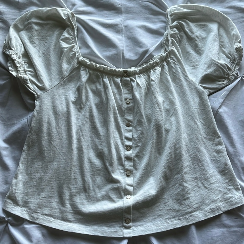 american eagle cropped flowy top, small, white